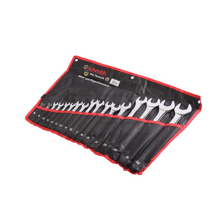 Komplet kluczy płasko-oczkowych 17 sztuk Schmith SQKPO-02 SCHMITH