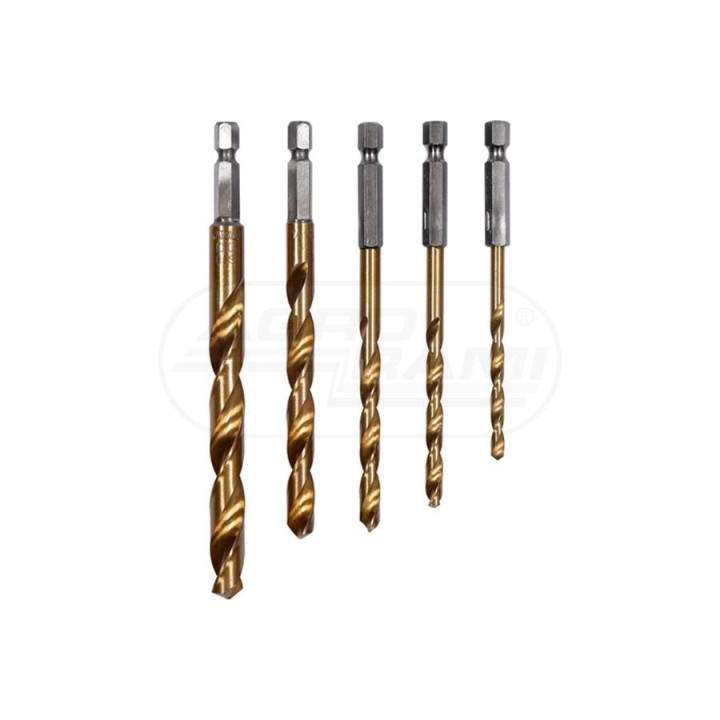 Zestaw wierteł do metalu z tytanową powłoką uchwyt HEX YATO 1/4" 4-10 mm 5 elementowy YT44700