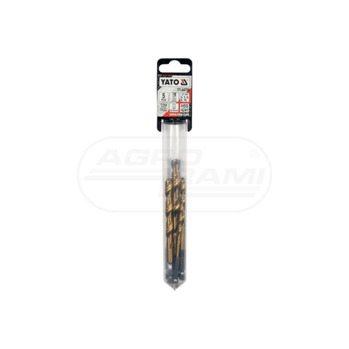 Zestaw wierteł do metalu z tytanową powłoką uchwyt HEX YATO 1/4" 4-10 mm 5 elementowy YT44700