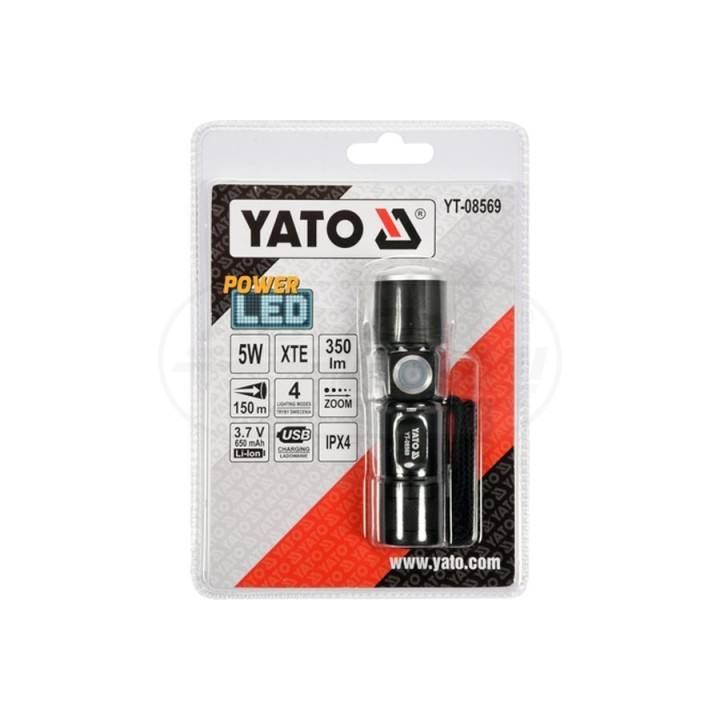 Latarka USB YATO 5W 94x27 mm YT08569