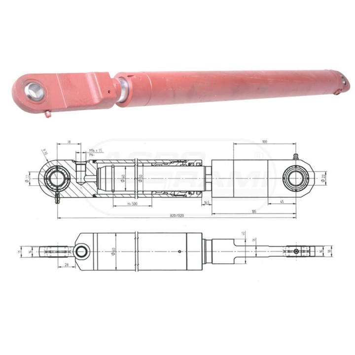 CYLINDER CN2SFB-16-40/500Z  U2P-40W PODNOSZENIA HEDERU S.T 5040995070 Skrawmet