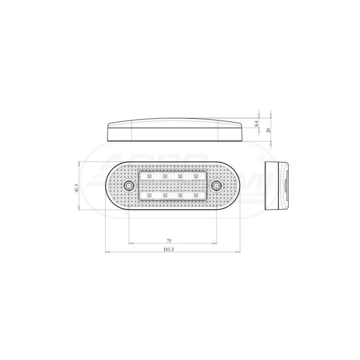 Lampa zespolona pozycyjna neon LED 12v/24v 1222, w175 WAŚ