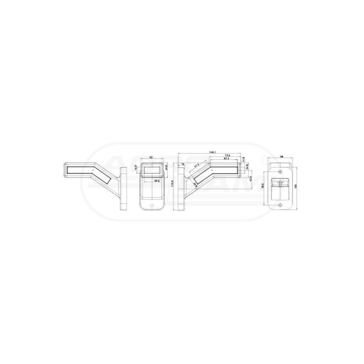 Lampa zespolona pozycyjna przednio tylno boczna LED LEWA 1167L, W168.2 WAŚ