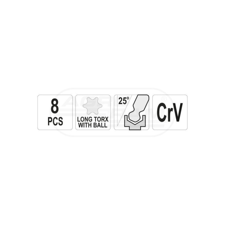 Zestaw kluczy z kulką długie TORX YATO T9-T40 8 elementów YT05123