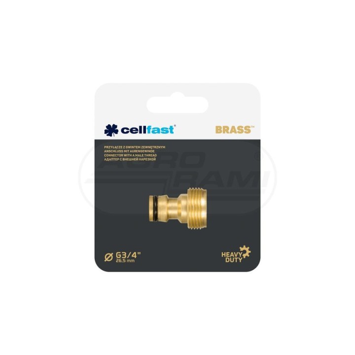 Przyłącze z gwintem zewnętrznym BRASS™ G3/4” (26,5 mm) 52-870 Cellfast