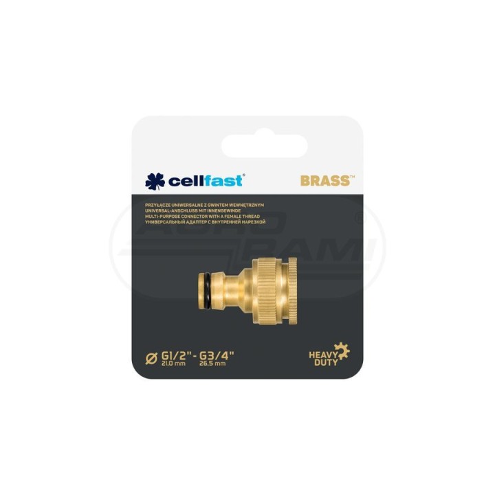 Przyłącze uniwersalne z gwintem wewnętrznym BRASS™ G1/2” - G3/4” 52-860 Cellfast