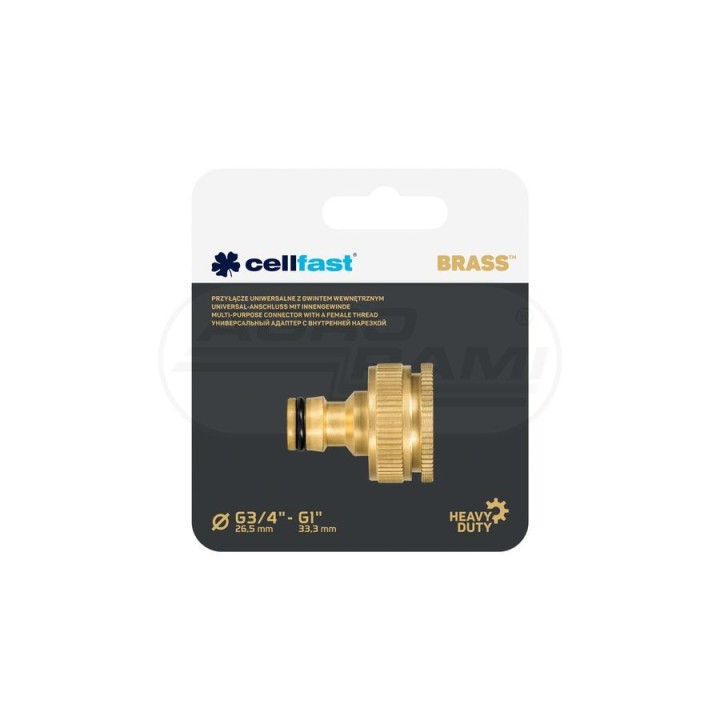 Przyłącze uniwersalne z gwintem wewnętrznym BRASS™ G3/4” - G1” 52-865 Cellfast