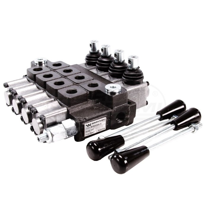 Rozdzielacz hydrauliczny 4-sekcyjny max przepływ 40L W-ROZ40L/4 WARYŃSKI Waryński