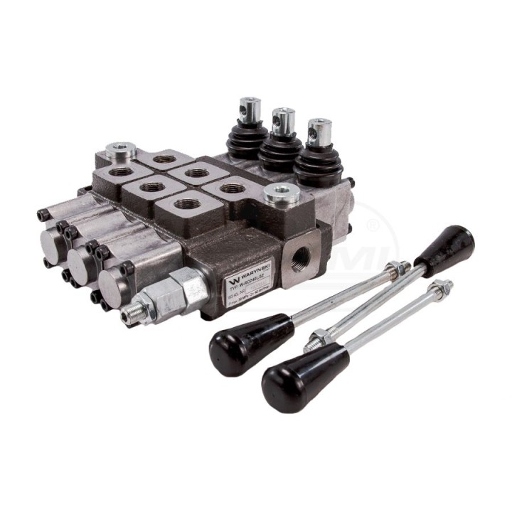Rozdzielacz hydrauliczny 3-sekcyjny max przepływ 40L z zatrzaskiem W-ROZ40L/3Z WARYŃSKI Waryński