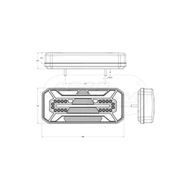 Lampa zespolona tylna W184DD LED 12V/24V prawa bez oświetlenia tablicy i światła pozycyjnego bocznego 1280 DD P WAŚ