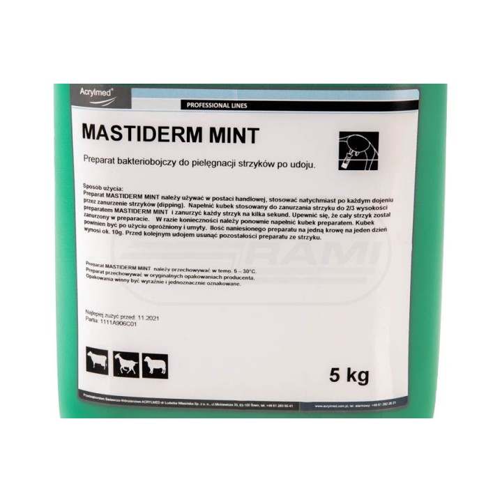 Preaparat bakteriobójczy do zasklep.strzyków 4870044T MASTIDER SUPER MINT 5 KG. ACRYLMED