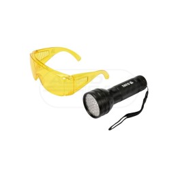 Latarka UV 51 LED + Okulary YT08581