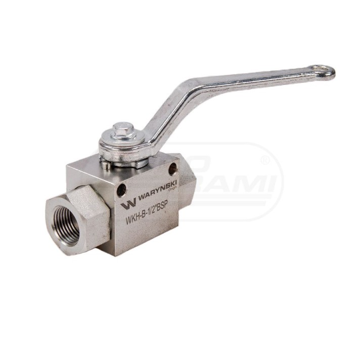 Zawór kulowy hydrauliczny 2-drogowy 2/2-1/2"BSP z otworami mocującymi 500 bar WKH-B-1/2BSP Waryński