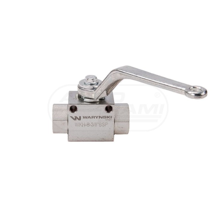 Zawór kulowy hydrauliczny 2-drogowy 2/2-3/8"BSP z otworami mocującymi 500 bar WKH-B-3/8BSP Waryński