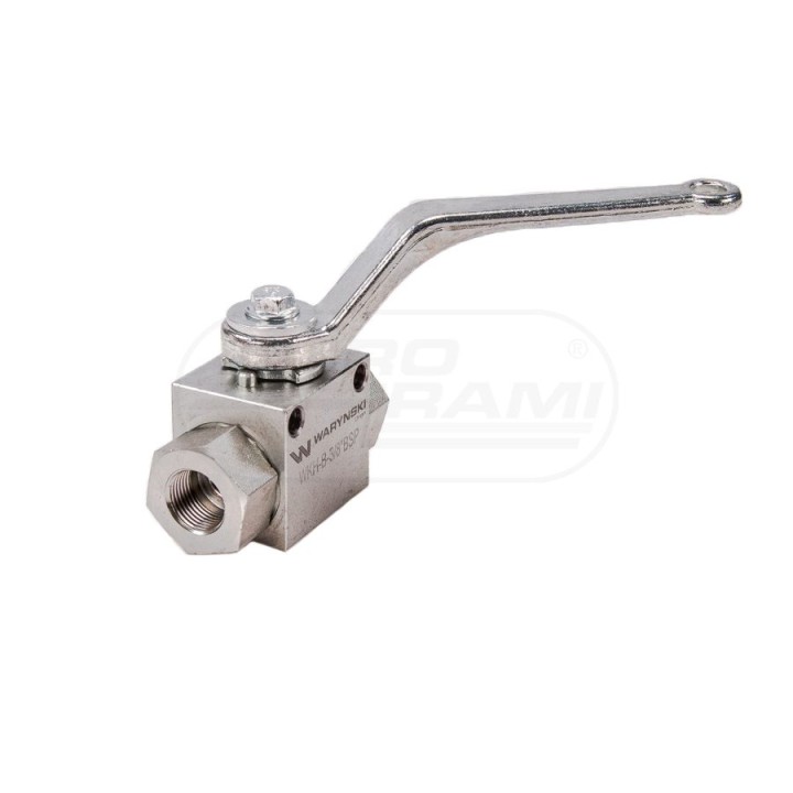Zawór kulowy hydrauliczny 2-drogowy 2/2-3/8"BSP z otworami mocującymi 500 bar WKH-B-3/8BSP Waryński