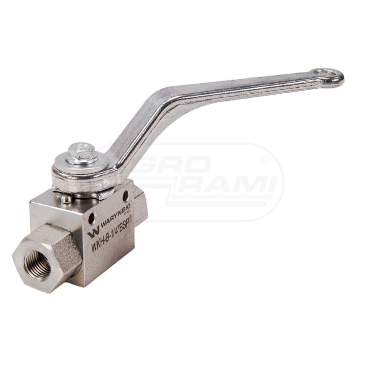 Zawór kulowy hydrauliczny 2-drogowy 2/2-1/4"BSP z otworami mocującymi 500 bar WKH-B-1/4BSP Waryński