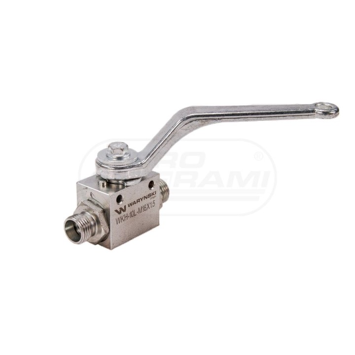 Zawór kulowy hydrauliczny 2-drogowy 2/2 M16x1,5 10L z otworami mocującymi 500 bar WKH-10L-M16X1,5 Waryński
