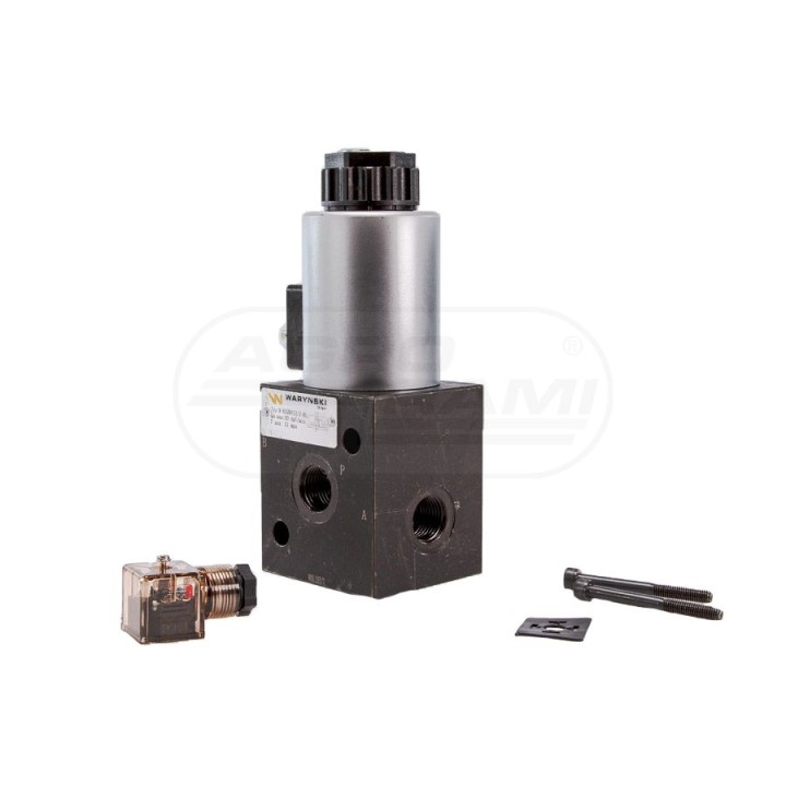 Elektrozawór 3-drogowy elektromagnetyczny kontroli 3/2 W-E12DVS3/2-80L G1/2" 12V 80L Waryński