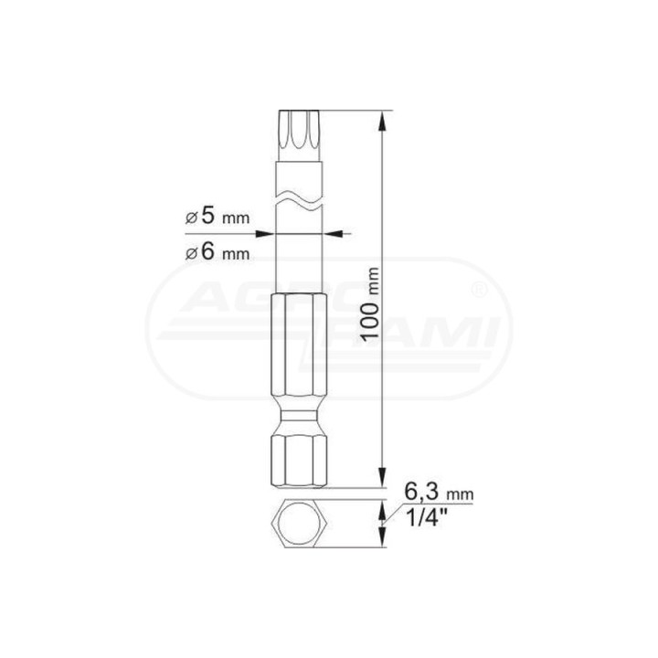 Końcówki wkrętakowe TORX SECURITY YATO 1/4" T15x100mm, T27x100mm 2 sztuki YT0491
