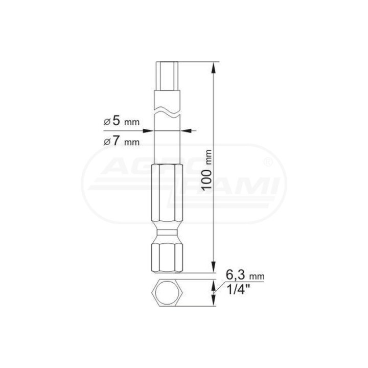 Końcówki wkrętakowe HEX TAMPERPROOF YATO 1/4" 4x100mm, 6x100mm 2 sztuki YT0495