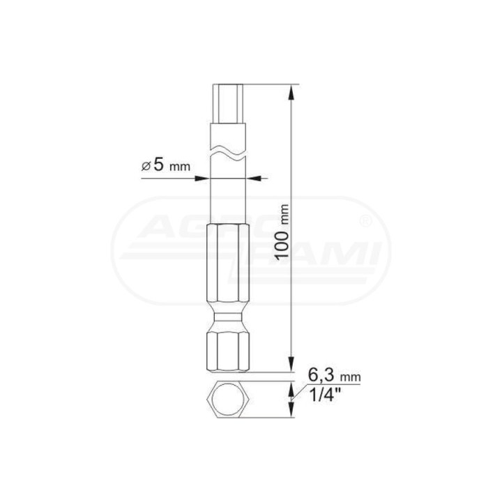 Końcówki wkrętakowe HEX TAMPERPROOF YATO 1/4" 3x100mm, 5x100mm 2 sztuki YT0494