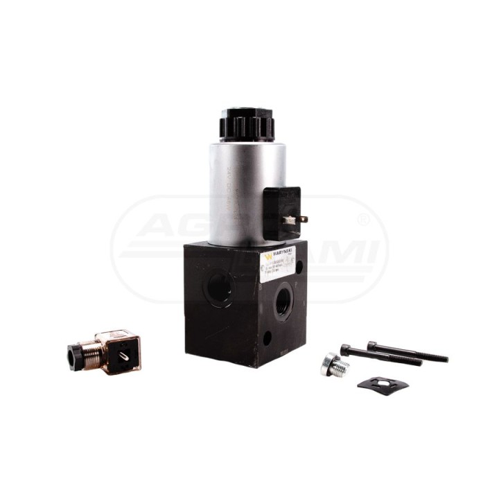 Elektrozawór 3-drogowy elektromagnetyczny kontroli 3/2 W-E12DVS3/2-80L G1/2" 80L (24V DC) W-E12DVS3/2-8024 Waryński