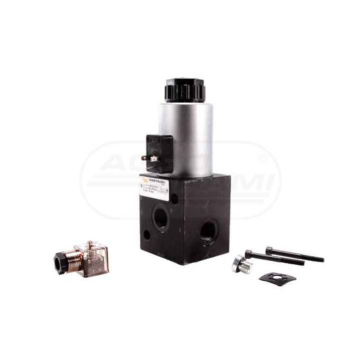 Elektrozawór 3-drogowy elektromagnetyczny kontroli 3/2 W-E12DVS3/2-80L G1/2" 80L (24V DC) W-E12DVS3/2-8024 Waryński
