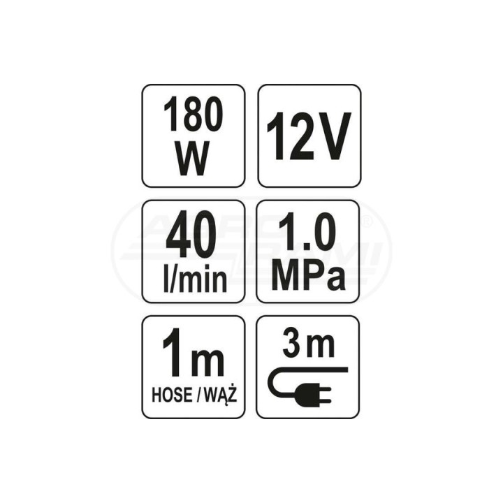 Kompresor samochodowy z lampą LED YATO 12V 180W YT73460