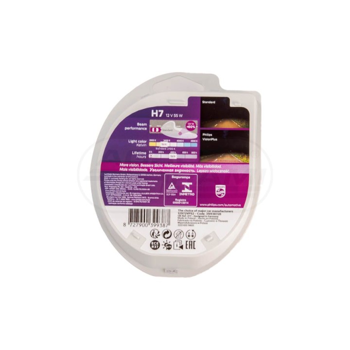 Żarówka Philips VisionPlus H7 12V 55W PX26d 12972VPS2 PHILIPS