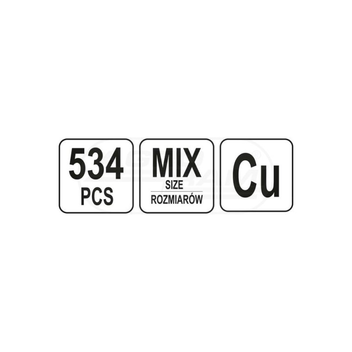 Podkładki i korki spustowe YATO mix rozmiarów 534 sztuki YT06864