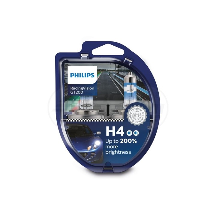 Żarówka H4 RACING VISION GT200 3500K 12V 60/55W P43t-38 Philips 12342RGTS2 PHILIPS