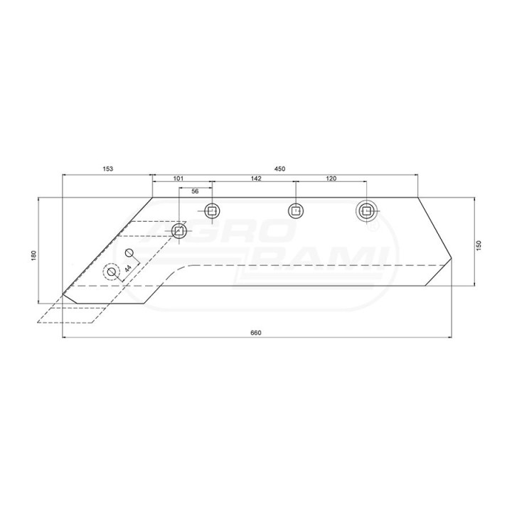 Lemiesz z dłutem lewy VIS/016 35-50CM 1067921000 AGRO-INTERSTAR