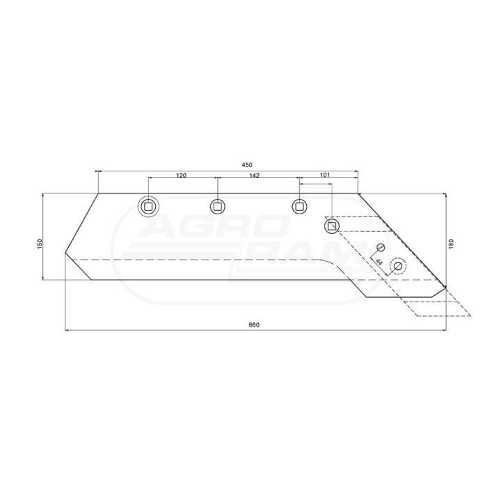 Lemiesz z dłutem prawy VIS/08 35-50CM 1067911000 AGRO-INTERSTAR