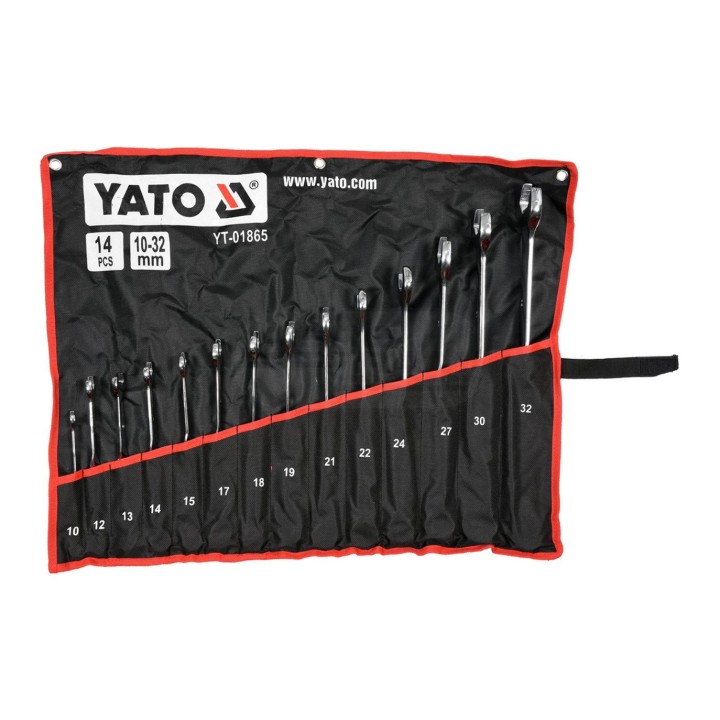 Klucze płasko-oczkowy skręcone YATO 10-32 mm 14 elementów YT01865
