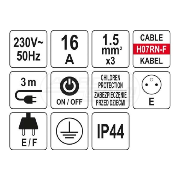 Przedłużacz IP44 5G 3M 1,5MM2 YT81242 YATO
