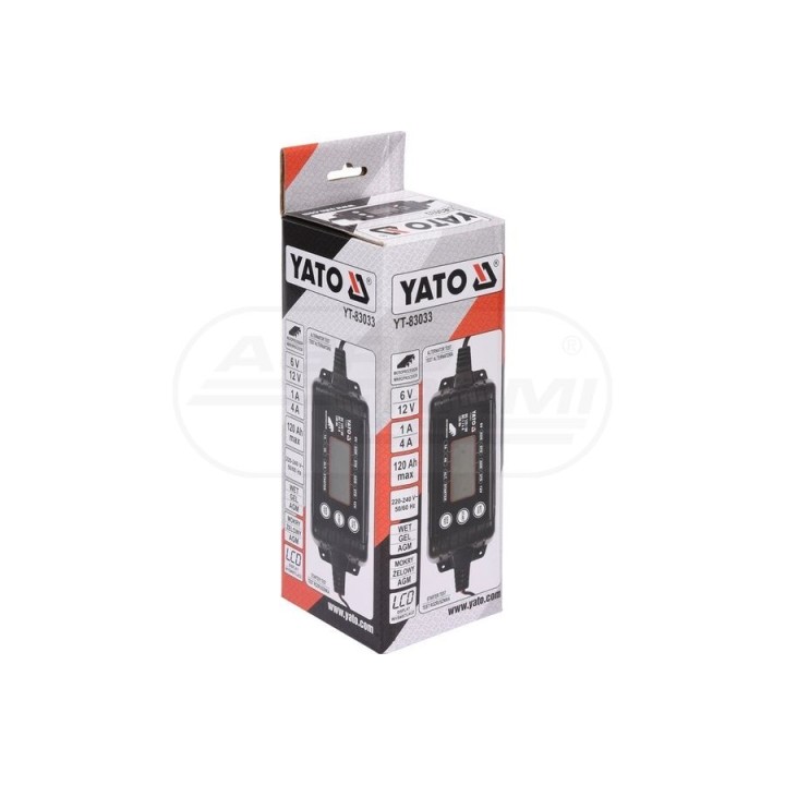 Prostownik elektroniczny z wyświetlaczem YATO 6-12V 1/4 A YT83033