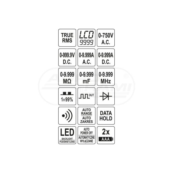 Miernik cyfrowy TRUE RMS LCD 9999 YT73089