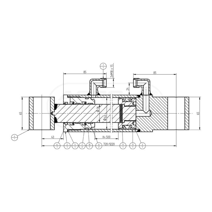 Siłownik hydrauliczny SMT.63.36.500/0 Skrawmet