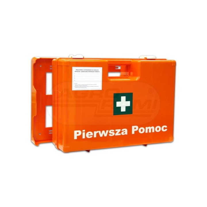 Apteczka przenośna K-10 z wieszakiem montowanym na ścianę DIN13164+APARAT
