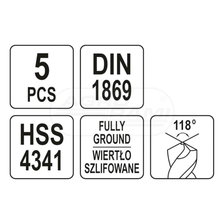 Długie wiertła do metalu YATO 3-8 mm 5 elementowy YT39820