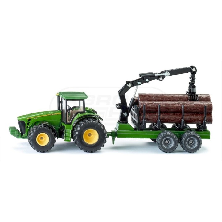 Traktor John Deere 8430 z przyczepą leśną Siku S1954 SIKU