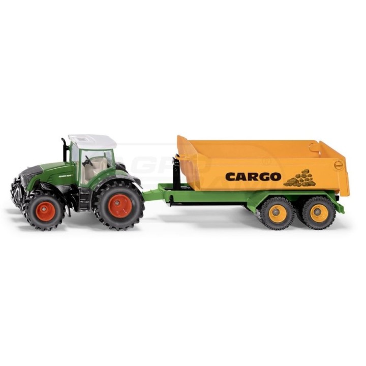 Traktor z przyczepą i podnośnikiem hakowym i misą Joskin Siku S1989 SIKU