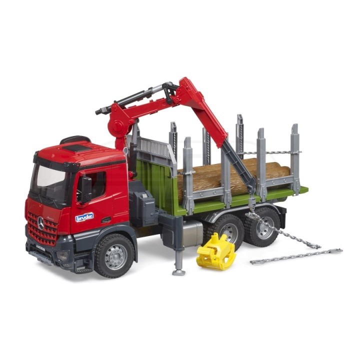 Mercedes Benz Arocs z dźwigim do przewozu drewna i z 3 kłodami Bruder 03669 BR-03669 BRUDER