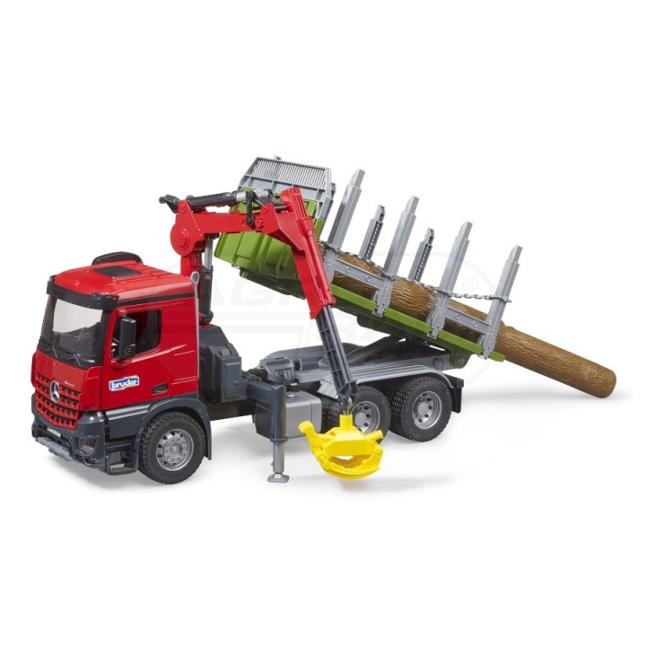 Mercedes Benz Arocs z dźwigim do przewozu drewna i z 3 kłodami Bruder 03669 BR-03669 BRUDER