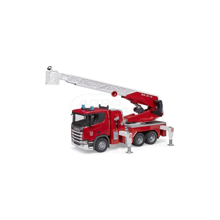 Straż pożarna Scania Super 560R z drabiną obrotową, pompą wodną i modułem świetlno-dźwiękowym Bruder 03591 BR 03591 BRUDER