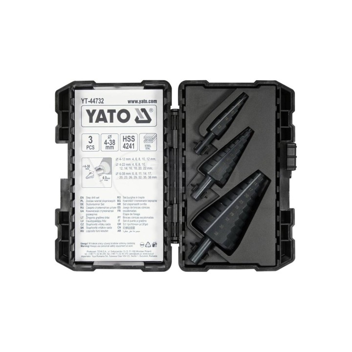 Zestaw wierteł stopniowych YATO 3 elementowy YT44732