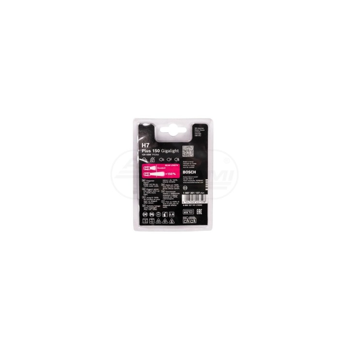 Żarówka reflektor dalekosiężny 12V 55W H7 Gigalight 150 1987301137 BOSCH
