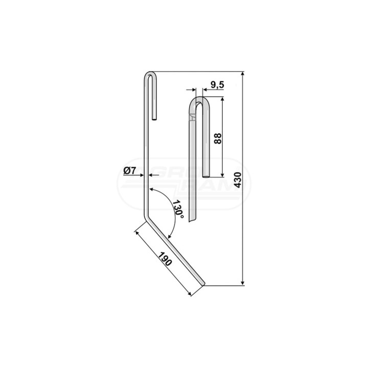 PALEC ZAGARNIAJĄCY PRAWY 430MM IND
