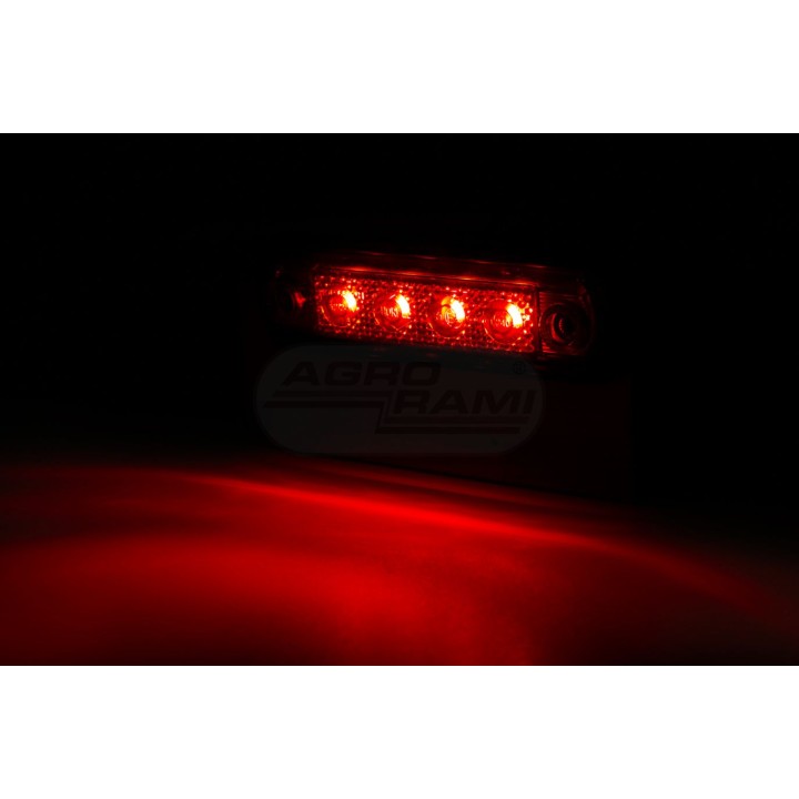 Lampa obrysowa na podstawie gumowj prostej i na rurę HOR65G-GRAPHITE pozycyjna tylna LED12/24V 2xprzewód0,75mm-0,25mb LD 677/GRA